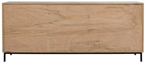Herringbone Walnut and Veneer Sideboard with Matte Black Industrial Steel Base in Dark and Washed Walnut Finish