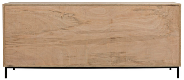 Herringbone Walnut and Veneer Sideboard with Matte Black Industrial Steel Base in Dark and Washed Walnut Finish