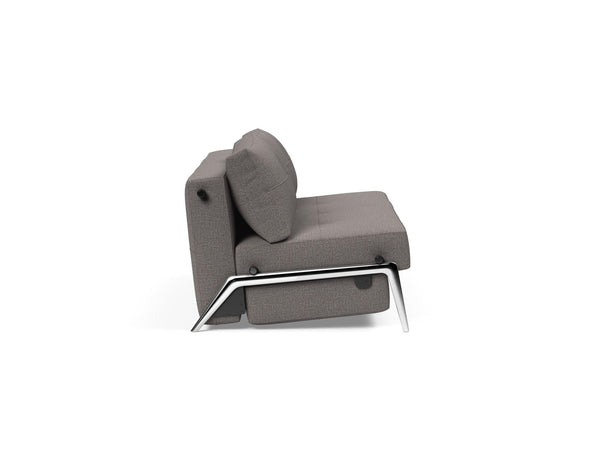 CUBED QUEEN SOFA BED in MIXED DANCE GREY FABRIC WITH Chrome legs 521