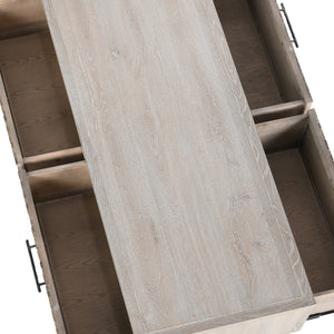 Anton Solid Wood Rectangle Coffee Table with Storage