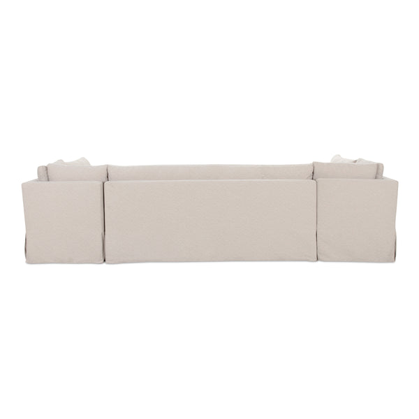 Moe's Fable U-Shape Slipcover Banquette 129" Beige
