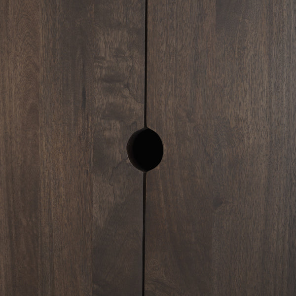 Wallen Solid Dark Brown Wood Curio Cabinet
