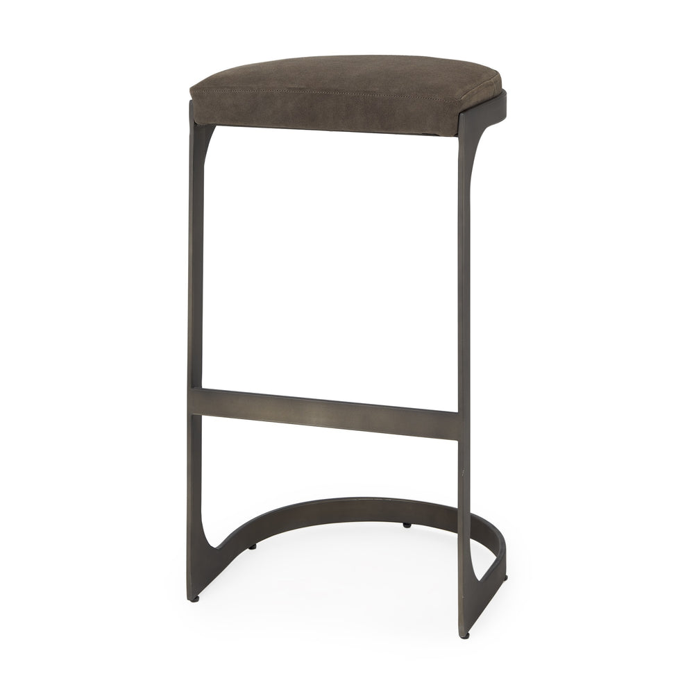 Tyson 17L x 18W x 31H Brown/Gray Suede W/ Metal Frame Bar Stool