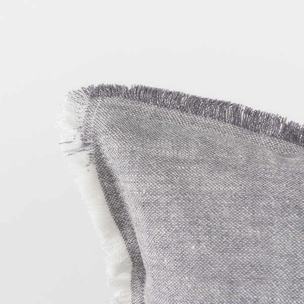 Thais 13L x 21W Gray Fabric Fringed Decorative Pillow Cover