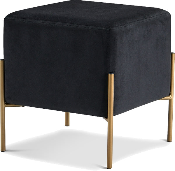 Jordan Ottoman/Stool In Black Velvet