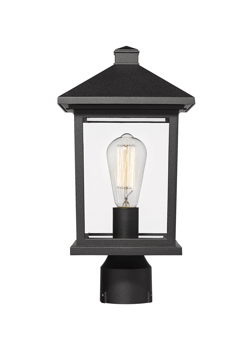 Portland 1 Light Post Mount Light in Black Finish