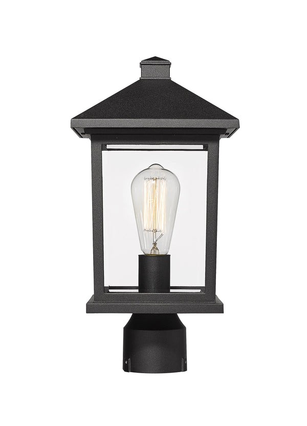 Portland 1 Light Post Mount Light in Black Finish