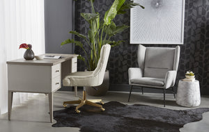 PATTINSON DESK - WHITE CERUSE - OYSTER SHAGREEN