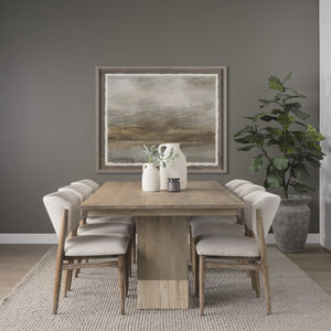 Shivon 94" Light Brown Mango Wood W/ Travertine Dining Table