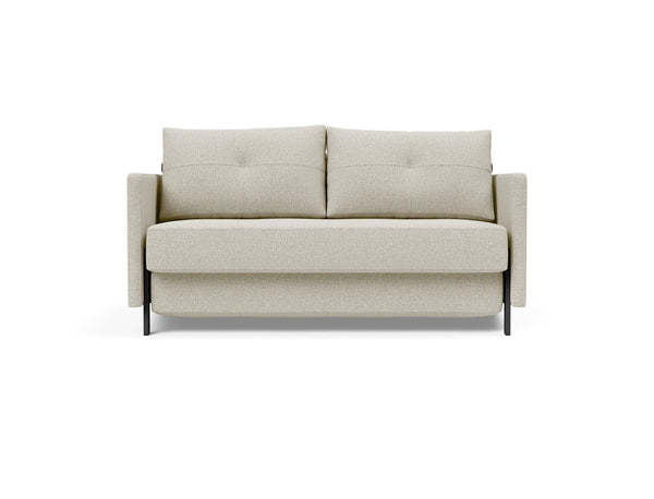 CUBED FULL SOFA BED in MIXED DANCE NATURAL FABRIC WITH Black Steel LEGS 527