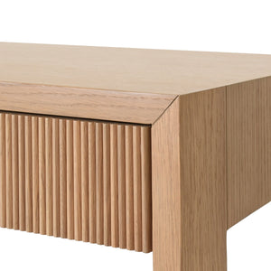 TWO DRAWER DESK WITH FLUTED DETAIL IN NATURAL OAK