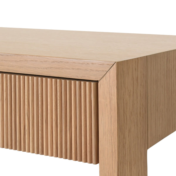 TWO DRAWER DESK WITH FLUTED DETAIL IN NATURAL OAK