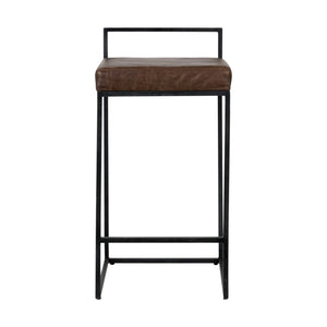 Belfort Leather Counter Stool - Cocoa Brown