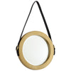 Round Venster Mirror In Antique Brass