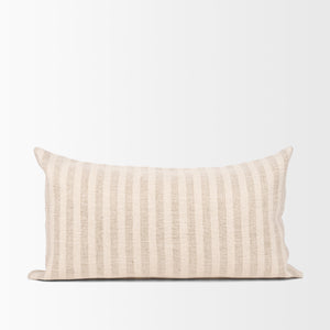 Jace Cream w/ Beige Stripe Lumbar Decorative Pillow Cover