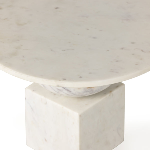 Neda End Table - Polished White Marble