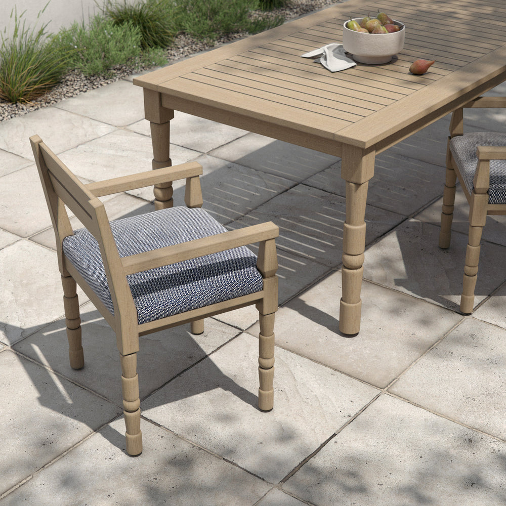 Waller Outdoor Dining Armchair In Brn/Navy