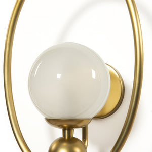 Elliot Sconce In Patina Brass And Frosted Glass And Clear Cord