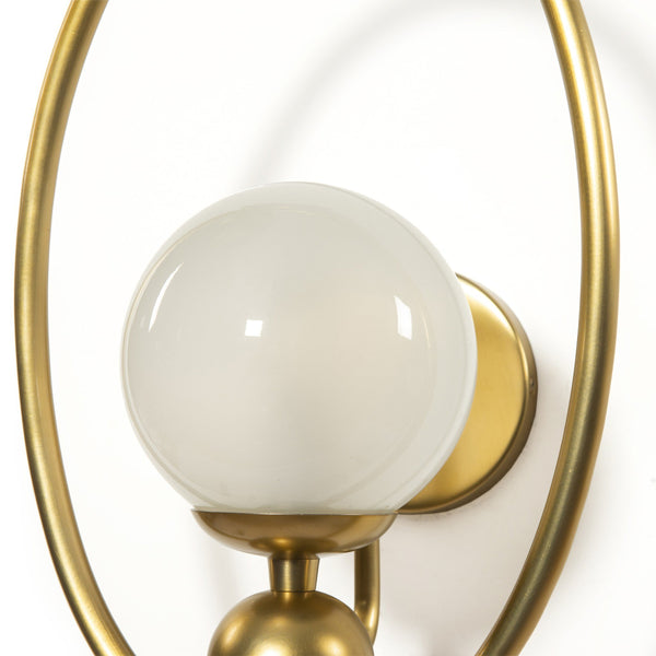Elliot Sconce In Patina Brass And Frosted Glass And Clear Cord