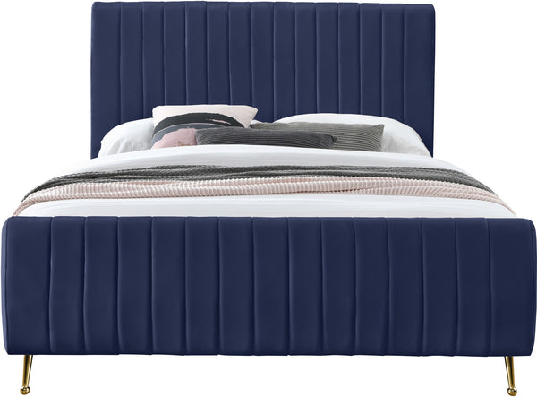 Marcos Full Bed In Navy Velvet