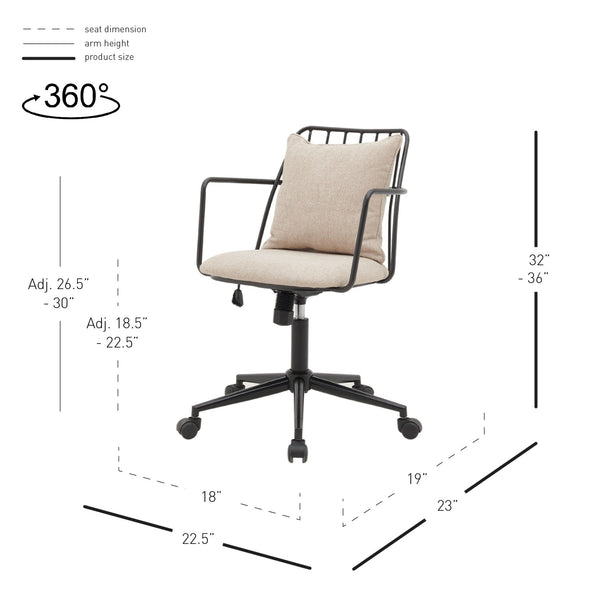 Edison Fabric Office Chair In Strata Cream