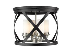 Malcalester 4 Light Flush Mount in Matte Black + Brushed Nickel Finish