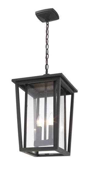 Seoul 2 Light Outdoor Chain Mount Ceiling Fixture in Oil Rubbed Bronze Finish
