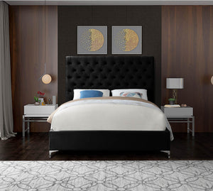 Robin Queen Bed In Black Velvet