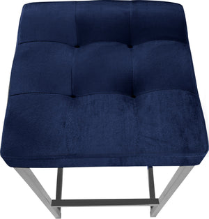 Pearl Stool In Navy Velvet and Chrome