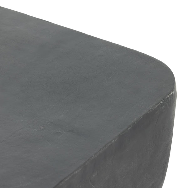 Basil Square Outdoor End Table In Aged Grey