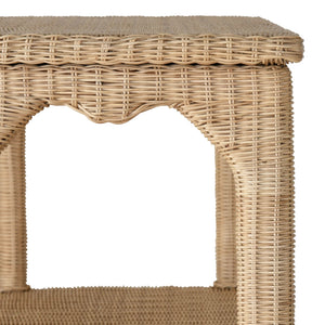 MING STYLE ETAGERE IN WOVEN RATTAN