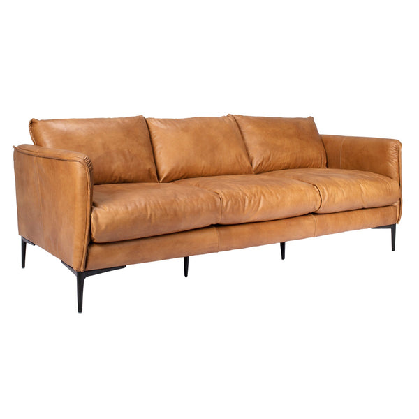 Abigail Leather Sofa in Top Grain Adobe Tan Leather