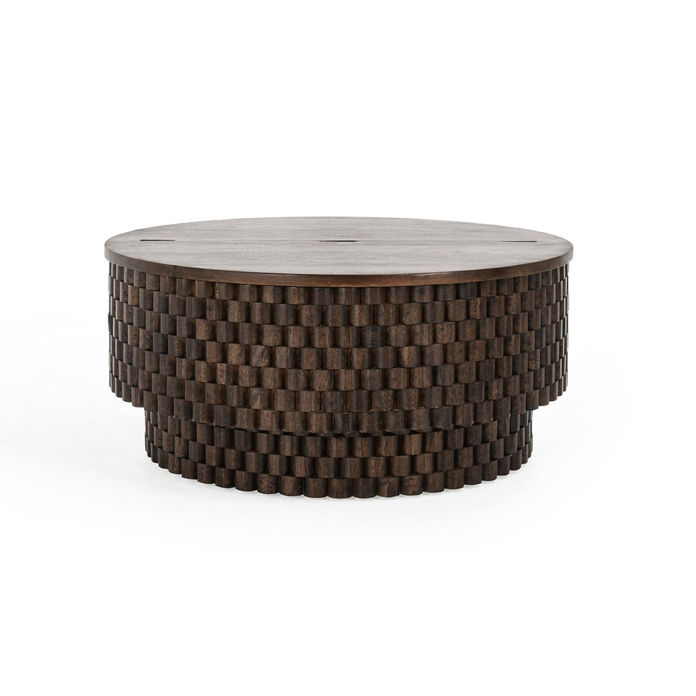 Norwood Solid Wood Round Coffee Table with Storage