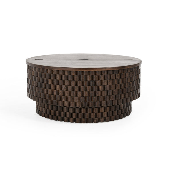 Norwood Solid Wood Round Coffee Table with Storage