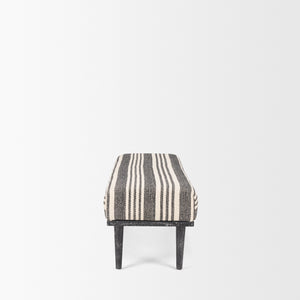 Shae Black Wood w/ Black and Cream Upholstered Bench