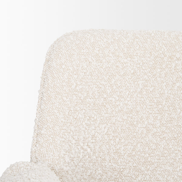 Brently Dining Chair w/ Cream Boucle Fabric & Matte Black Metal Legs