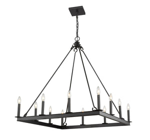 Barclay 12 Light Chandelier in Matte Black Finish