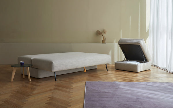 OSVALD FULL SOFABED in KENYA GRAVEL FABRIC WITH Black steel LEGS 579