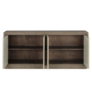 Denver Solid Wood 4Dr Cabinet - Distressed Gray/White