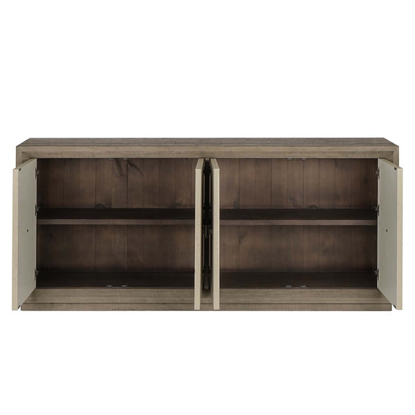 Denver Solid Wood 4Dr Cabinet - Distressed Gray/White
