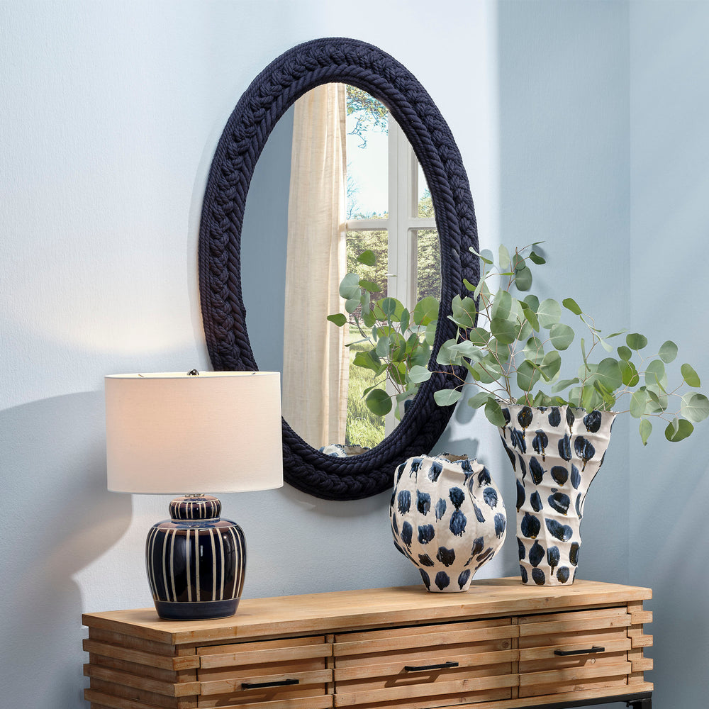 Club Cotton Rope Braided Oval Wall Mirror