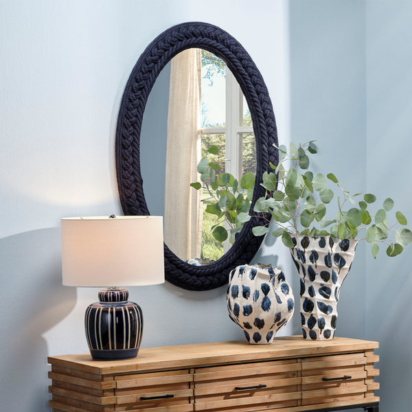 Club Cotton Rope Braided Oval Wall Mirror