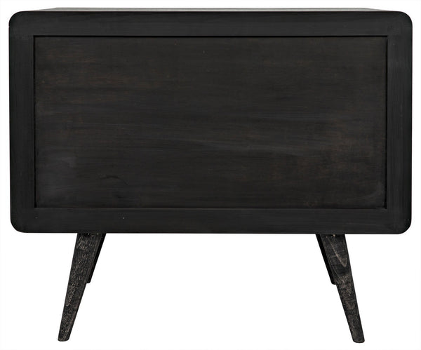 Bart Chest in Cinder Black Mindi and Veneer with Brass Pulls