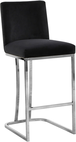 Rick Stool In Black Velvet and Chrome