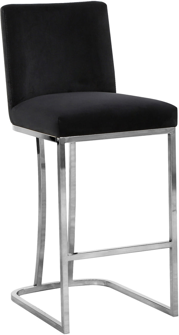 Rick Stool In Black Velvet and Chrome