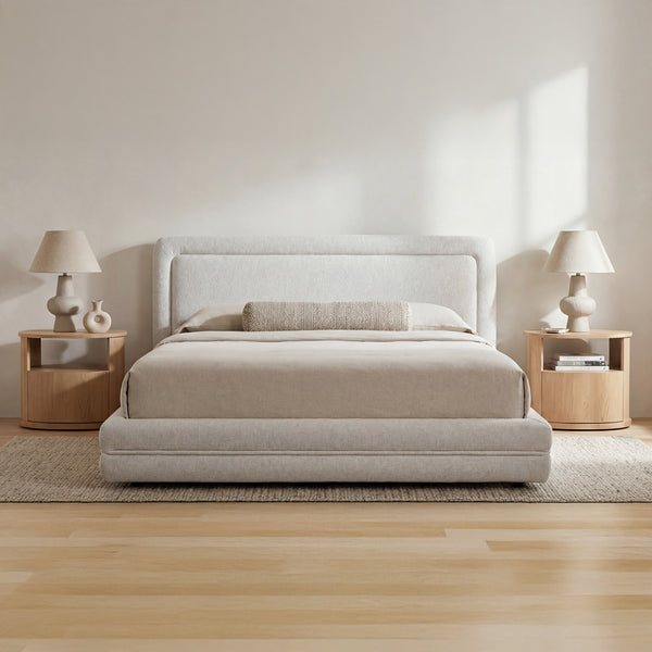 Moe's Tory Queen Bed Pebble Upholstered