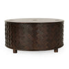 Shira Solid Wood Round Storage Coffee Table in Kona Brown Finish