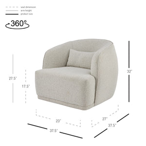 Steward Fabric Swivel Accent Chair In Boucle Beige