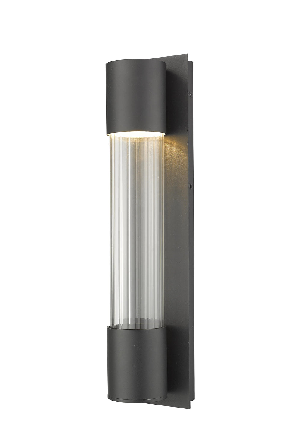 Striate 1 Light Outdoor Wall Sconce in Black Finish