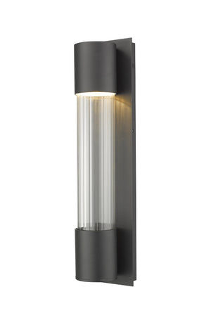 Striate 1 Light Outdoor Wall Sconce in Black Finish